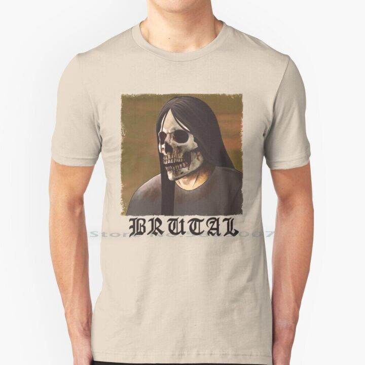 Brutal T เสื้อผ้าฝ้าย100 Metalocalypse Dethklok Death โลหะโลหะสีดำ Skull Skeleton Metalhead