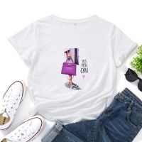 Yes You Can Tee Shirt Purple Bag Illustration Tshirt Oncek Cotton T Shirt Fashionable Cute
