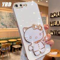 YBDเคสโทรศัพท์กระจกใช้ได้กับ iPhone 7 Plus 8 Plus 6 6S Plus SE 2020 เคส3Dแมวน่ารักพับได้เคสซิลิโคนแบบนิ่มฉากยึดภาพสามมิติ