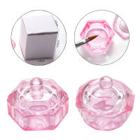 1PC Pink Crystal Glass Acrylic Powder Liquid Nail Cup Dappen Dish Lid Bowl Cup Holder Equipment Nail Art Tools Cups  Mugs Saucers