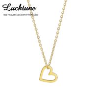 Lucktune Love Heart Pendant Necklaces Stainless Steel Choker Chains Necklace for Women Kpop Simple Fashion Jewelry Lovers Gift