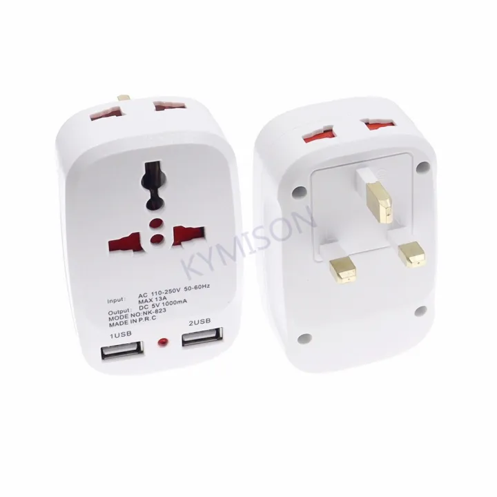 2 Port USB Socket Wall Charger AC Power Adapter UK SingaporeTravel AC