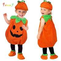 【CC】 Pumpkin Up Costumes Toddler SleevelessBaby Kids Tops Hat Shoes Costum