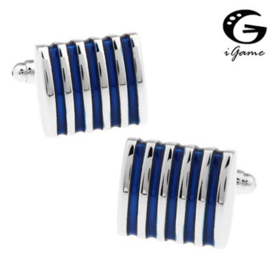 iGame 1 Pair Retail Men 39;s Cuff Links 4 Colors Option Blue Red Black Pink Brass Fashion Stripes Business Design Free Shipping
