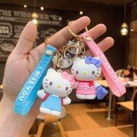 ☇▼▣ Cute Cartoon Cat Girl Creative Bag Ornaments School Bag Small Pendant Silicone Pvc Car Chain Ring Key Chain