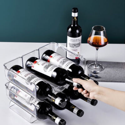 Wine Bottle Rack ที่วางขวดไวน์ ชั้นวางขวดไวน์ ชั้นเก็บไวน์ แบบใส ที่วางขวดน้ำ วางได้ 3 ขวด