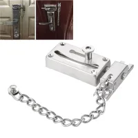 1pc Silver Stainless Steel Door Bolt Lock Slide Bolt Latch Chain Spring lock Used for Cabinet Wardrobe Wood Metal Door Anti-Thef Door Hardware Locks M