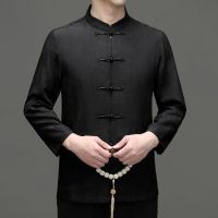 、’】【= Mens Long-Sleeved Jacket Shirt Summer New Traditional Chinese Fashion High-Quality Tops Elegant Gentleman Business Jacket