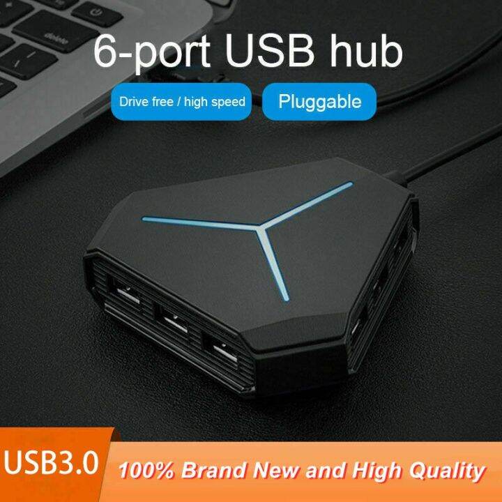 6 Ports USB Hub USB3.0 Hubs Multiple USB Splitter 6 USB Port with LED ...