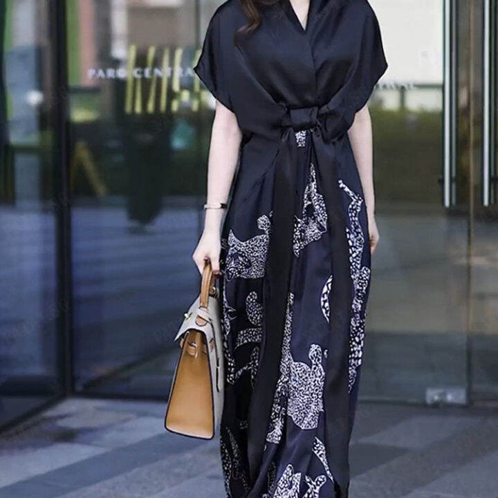 Fatai Vneck Long Dress with Mulberry Silk Ribbon Summer Collection of Silk  Wrap Dresses | Lazada Singapore