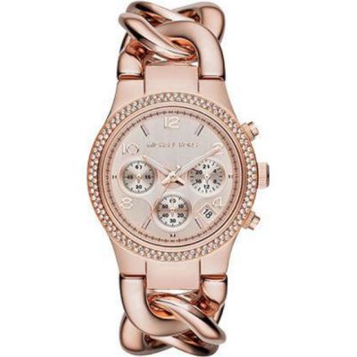 【สต๊อก】 MK ดั้งเดิม MK3247บิดรันเวย์ (เพชร) Gelang Rose Gold นาฬิกาผู้หญิง