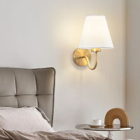 Modern Fabric Shade Wall Lamps New American Style Wall Sconce European Bedroom Bedside Wall Light WhiteBlackCoffeeBeige