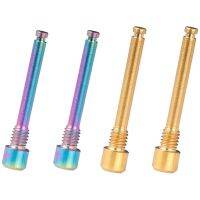 4 Pcs M4 Titanium Bolts for Bicycle Disc Brake Pad Threaded Pin Inserts Screw, 2 Pcs Dazzle Color &amp; 2 Pcs Golden