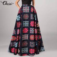 Celmia 2022 Summer Women Fashion Bohemian Maxi Skirts Geometric Print y High Waist Long Skirt Casual Holiday Party Bottoms