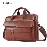 PIUNCLE Brand New Style New Genuine Leather Designer Mens Briefcase Large Capacity Document Handbags For 15.6" Laptop Male Business Office Bags Waterproof Leather Bag For Men Leisure Backpack Computer Laptop Handbags Shoulder Bag Trend Natural Cowhide