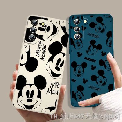 【LZ】❖  Disney Cute Anime Mickey Mouse Phone Case For Galaxy Samsung S22 S21 S20 FE S10 Note 20 Ultra Plus Lite 5G Liquid Rope Cover