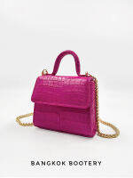 BANGKOK BOOTERY กระเป๋าสะพาย รุ่น BABY GOLDMAS หนัง Matte Crocodile Belly สี Hot Pink