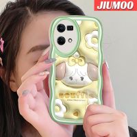 JIUMOO เคสสำหรับ OPPO Reno 7 4G Reno 8 4G F21 Pro 3D การ์ตูนเส้นขอบคลื่นต้นฉบับแกะสีสันสดใสเคสโปร่งใสกันกระแทกซิลิโคนป้องกันเลนส์กล้องนิ่ม