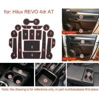 1Set/18Pcs Anti-Slip Gate Slot Mat Armrest Box Storage Mat Interior Cup Holders Non-Slip Mats for Toyota HILUX 2015-2018