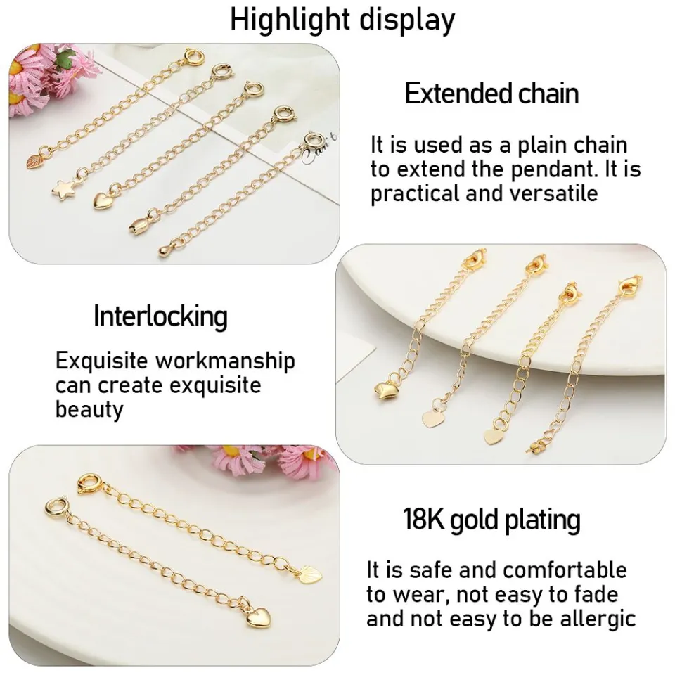 Real 18K Gold Extender Chain DIY Necklace Bracelet 18K Solid