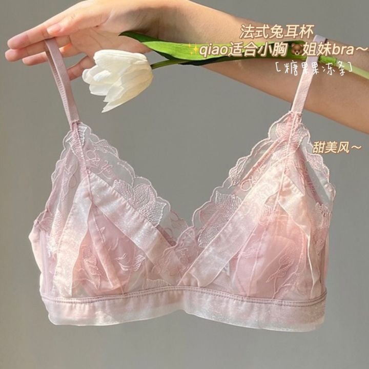 【SHUNAICHI】 Girl French Lace bra Mesh Rabbit Ears Small Ultra-Thin ...