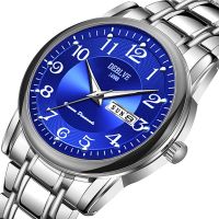 Classic Mens Watches Steel Band Fashion Luxury Luminous Quartz Watch For Man Dual Calendar Male Clock reloj hombre Clock