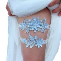 Belt Garter Ring Thigh Bridal Sexy Fashion Floral Embroidery White Navy Garter Wedding Pieces 2 Ring Ring Leg Lace Bridal