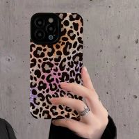 {Haojia เคสโทรศัพท์} เคสโทรศัพท์รูปวาดเสือดาวแฟชั่นสำหรับ iPhone 14 13 12 11 Pro Max X Xs XR 7 8 Plus 14Plus