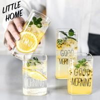 LITTLEHOME แก้วน้ำ แก้วกาแฟ ทรงเหลี่ยม ขนาด 200 - 400 ml สามารถเข้าไมโครเวฟได้ แก้วใส​ แก้วน้ำ​ทนร้อนเย็นดี แก้วสองชั้น