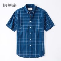 Summer short-sleeved large plaid shirt mens thin pure cotton loose casual plus fat oversized shirt middle-aged half-sleeved inch shirt 【SSY】