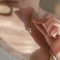 TOOL IMPROVER แฟชั่นใหม่สร้อยคอเพทายคริสตัลจี้หยดน้ำสร้อยคอกระดูกไหปลาร้าโซ่แบบเรียบง่ายเครื่องประดับพลอยเทียมเล็กๆสำหรับงานเลี้ยงงานแต่งงานของขวัญ