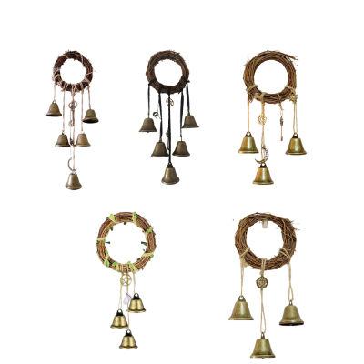 Door Hanging Witch Wind Chime Outdoor Witch Bell Weaving Witch Rattan Wreath Rope Hanging Decorations For Garden Vintage Porch Door Bell