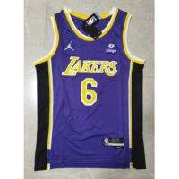 นิวเจอร์ซีย์คุณภาพสูง 【hot pressed】2022 NBA jersey Los Angeles Lakers 6 JAMES purple - black new logo basketball jersey