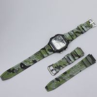 Suitable for Casio Watch W-218H AE1200/1000/1300 resin silicone camouflage watch strap 18mm 【BYUE】