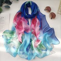 【CW】 Gradient Foulard Georgette Bandana Scarf Beach Protection