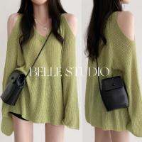 BELLE STUDIO เสื้อกันหนาวผู้หญิง เสื้อถักผู้หญิง ปิดไหล่คอวีแวบ 40-70KG BEL266