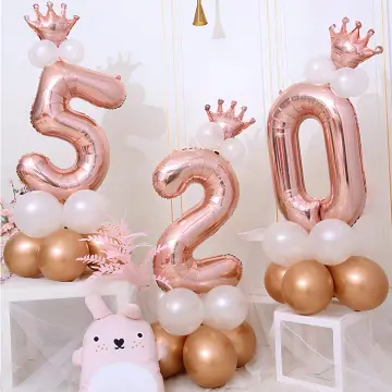 Rose Gold Hello 30 Baby Balloons Baby Shower 10/13/15/21/25th 30th Birthday  Party Decor 21 30 number Balls Inflatable Air Globos