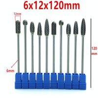 Jrealmer 6x12x120mm Long Tungsten Carbide Burrs for dremel Grinding Steel Grinding Wood Grinding