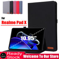 กรณีแท็บเล็ตสำหรับ Realme Pad X 10.95 "2022ยีนส์สไตล์หนัง PU ช่องเสียบการ์ดพลิกยืนปก RealmePadX RMP2107 RMP2108นิ้ว