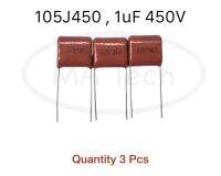 105J450 1.0uF 450V Polyester Film 1uF/450Vdc CL21X 105 1uf 450v (1 ชุด มีจำนวน 3 ชิ้น)