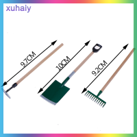 xuhaiy 3PSC/Set เครื่องมือสวนโลหะ Spade Rake สำหรับตุ๊กตา House miniatures Accessories