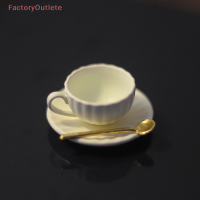 FactoryOutlete?Cheap? 3ชิ้น/เซ็ต1:12ตุ๊กตามินิเฟอร์นิเจอร์รุ่น DIY Access Coffee CUP จานรองช้อน