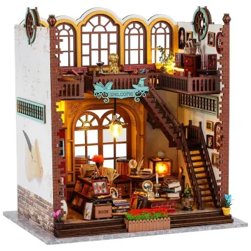 Robotime Dollhouse DIY Miniature Dollhouse Kit 1/24 Scale Candy House with  LED Room Making Kit Craft Hobby Kit Gifts for Boys Girls 