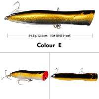 น้ำ Popper ปลาทูน่าเหยื่อ13.5เซนติเมตรเหยื่อตกปลาประดิษฐ์ฮาร์ดเหยื่อตกปลาทะเลรอกโมโหลอย Peche