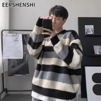 EERSHENSHI เสื้อสวมหัวขี้เกียจเสื้อกันหนาวลำลองใส่สบายคอแถบรอบคอผู้ชายสไตล์เกาหลี