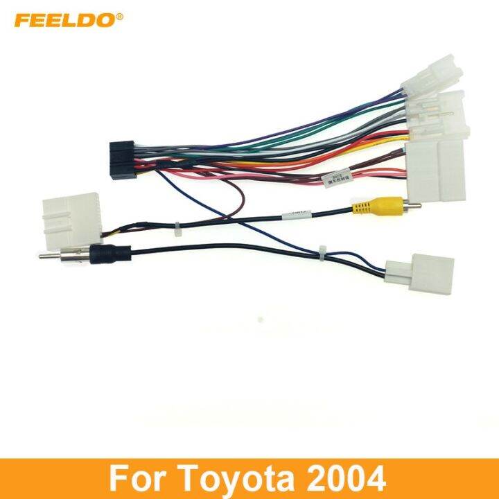 FEELDO Car Radio 16PIN Adaptor Wiring Harness With Back Camera Wire For