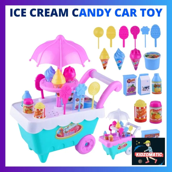 KIDZOMATIC Mini Ice Cream Candy Car Toy Sweet Dessert Cart for
