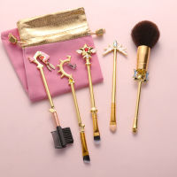 5pcs Makeup Brushes with Bag Magical Girl Magic Wand Metal Handle Brush Cosmetics Tools EyeshadowFoundation Brush sailor moon