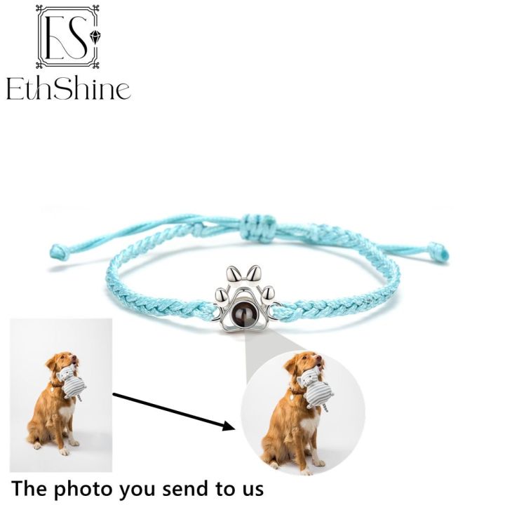 ethshine-s925ภาพสัตว์เลี้ยงที่กำหนดเองสร้อยคอรูปแมวสุนัขอุ้งเท้าสำหรับของขวัญวันเกิดและวันครบรอบผู้หญิงผู้ชาย