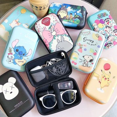 PU Leather Cute Storage Bags Cartoon Coin Purse Key Wallet Headphones Organizer Bag Charger USB Cable Case